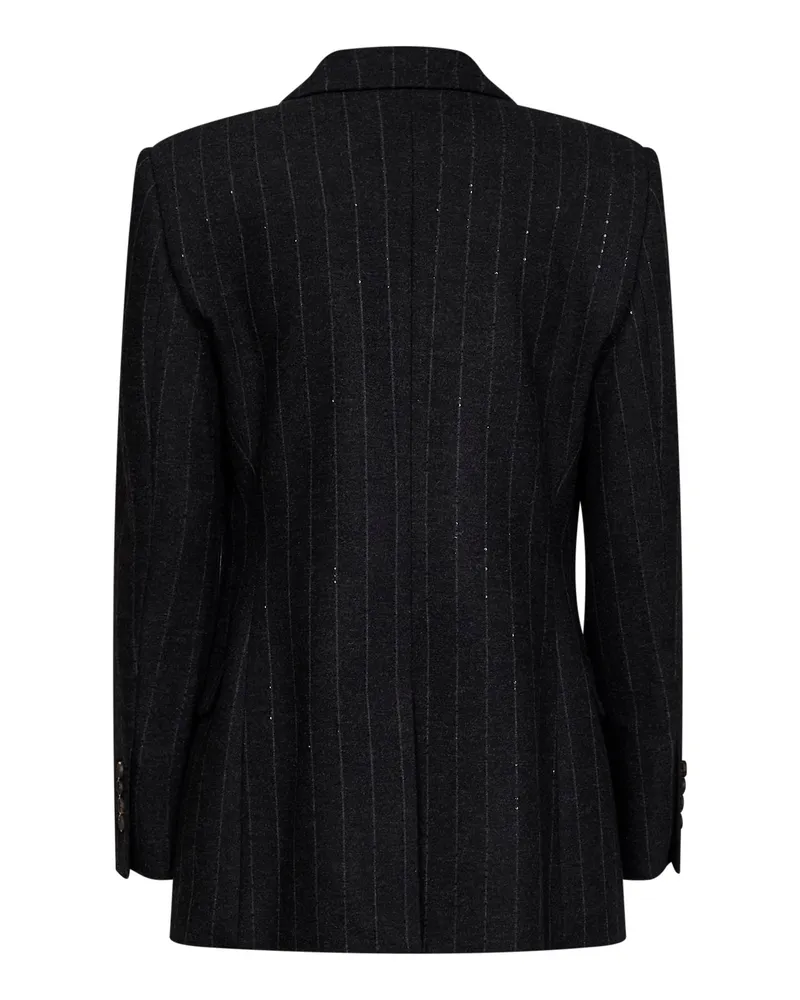 Brunello Cucinelli Women's Wool-Blend Blazer With Tie, Grey Jacket Gray