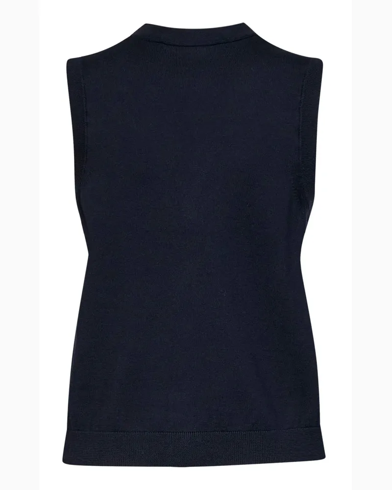 Max Mara Women's Knit Vest Smmsaggio Blue Cotton Knitwear Sweater Navy