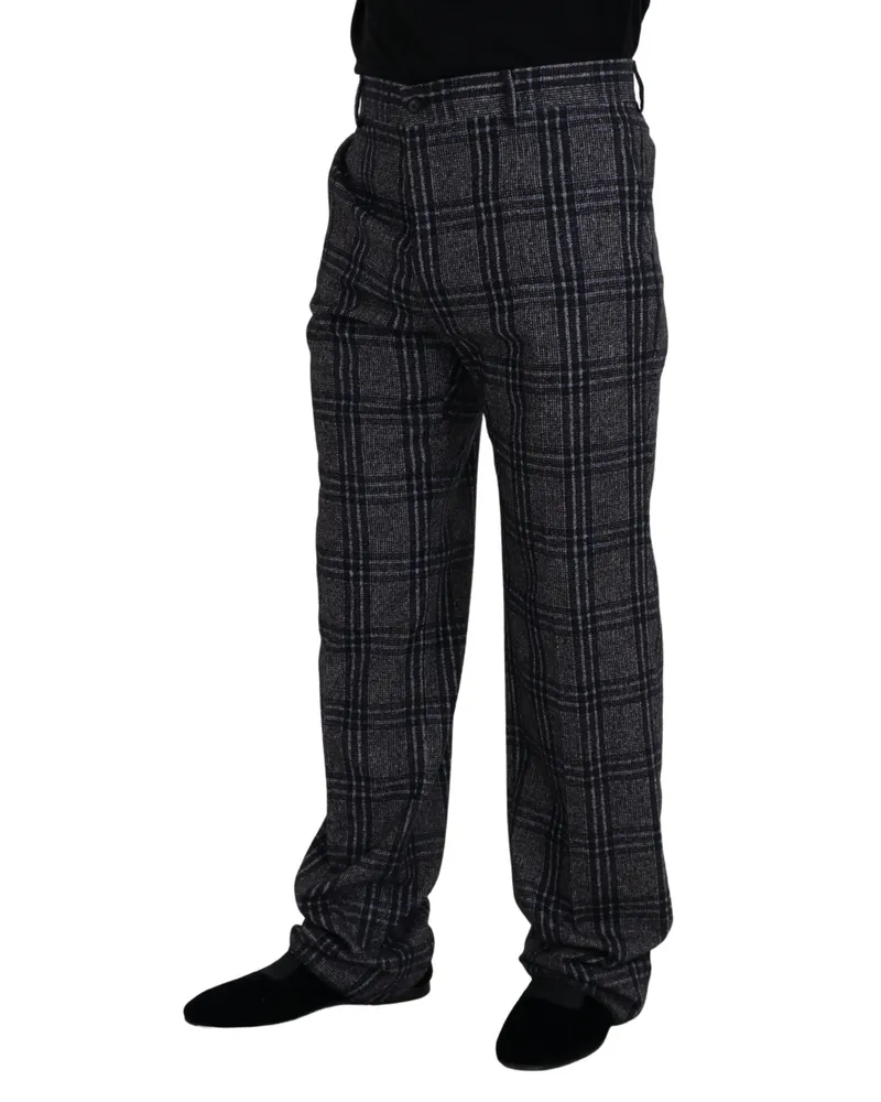 Dolce & Gabbana Checkered Alpaca Wool Trousers — Gray Gray