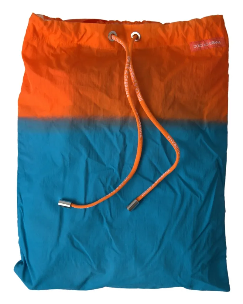 Dolce & Gabbana Men Orange Blue Gradient Beachwear Swimwear Shorts Nylon Elastane Orange