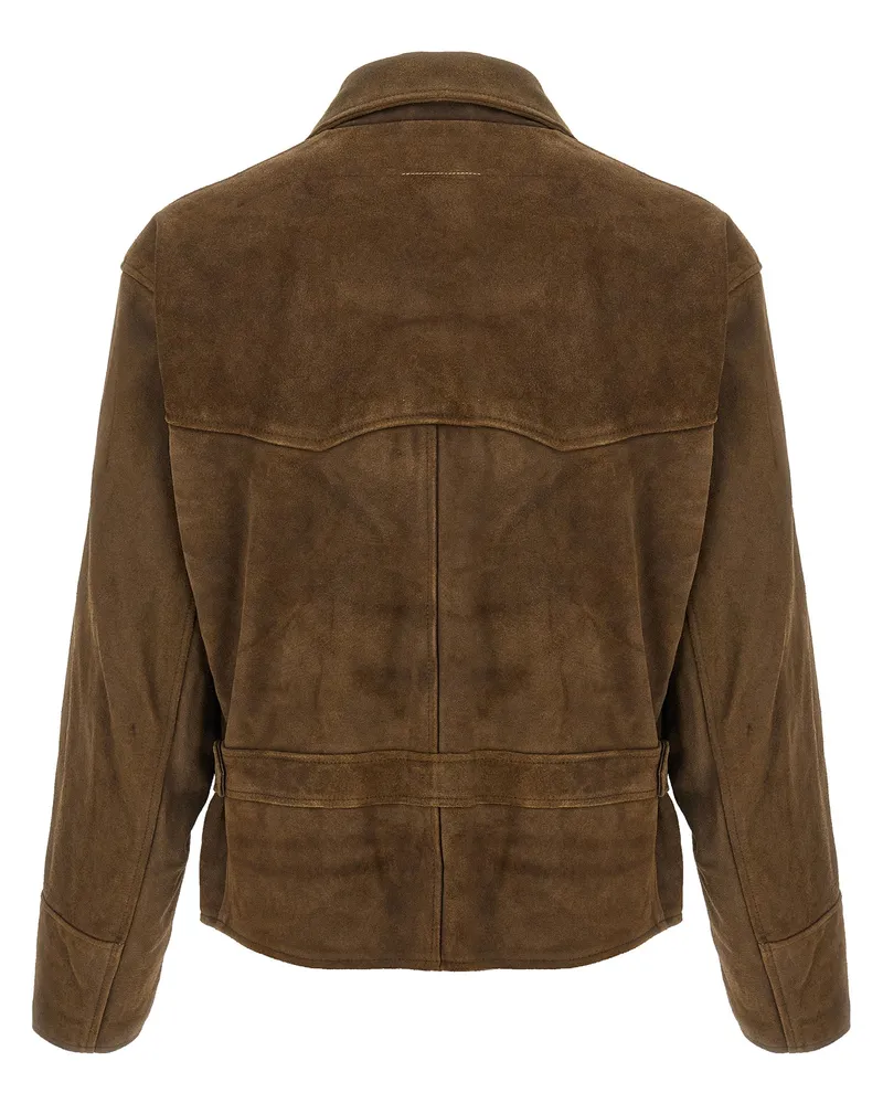 Maison Margiela Men's Brown Calfskin Leather Jacket Clothing Brown