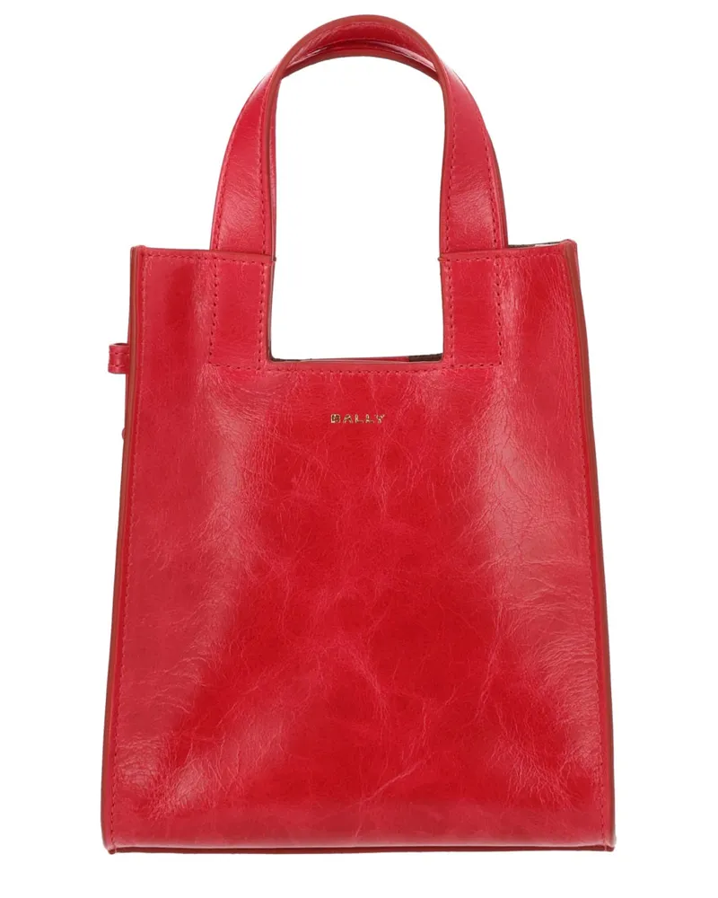 Bally Women's Tote Bag Easy Red Bovine Leather Handbags Hand Red