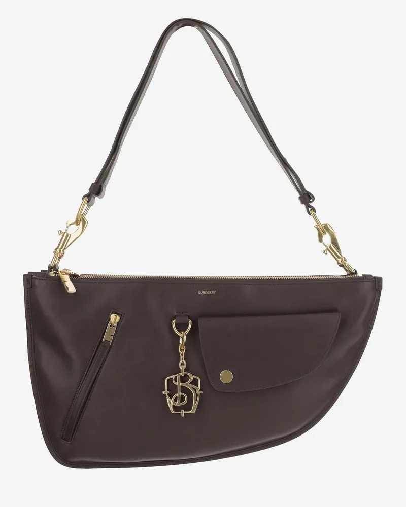 Burberry Women's Double Shield Bag Brown Calfskin Shoulder Brown
