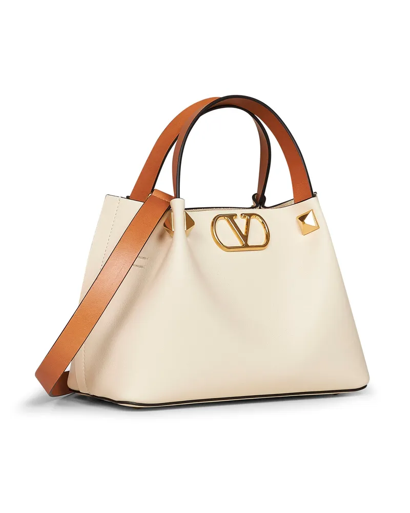 Valentino Garavani VLogo Calf Leather Shoulder Bag — Ivory Ivory
