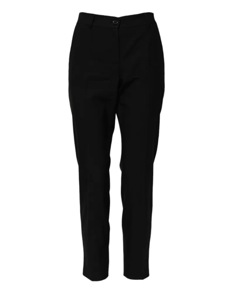 Dolce & Gabbana Women's Black Wool High Waist Tapered Pants Virgin Elastane Black