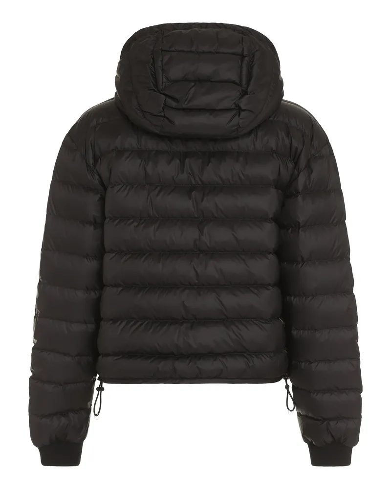 Palm Angels Women Hooded Full-Zip Down Jacket Black Elastane Puffer Black