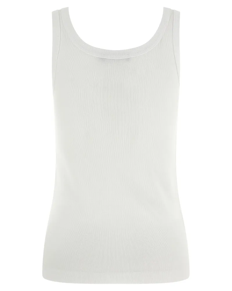 Dolce & Gabbana Ribbed Cotton Logo-Patch Tank Top — White White