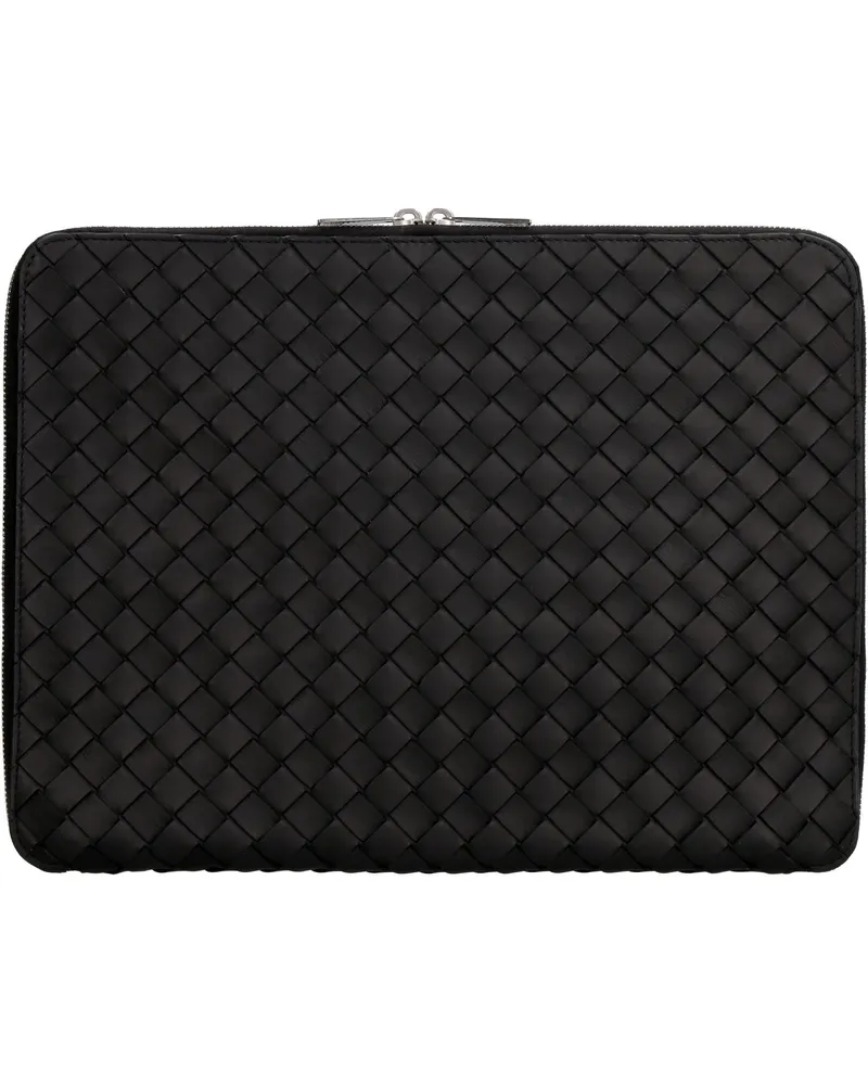 Bottega Veneta Men's Intrecciato Hydrology Document Case Pouch Black Calf Clutch Bags Black
