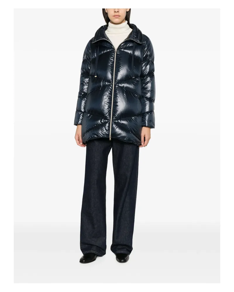 Herno Padded High-Neck Down Coat — Blue Blue
