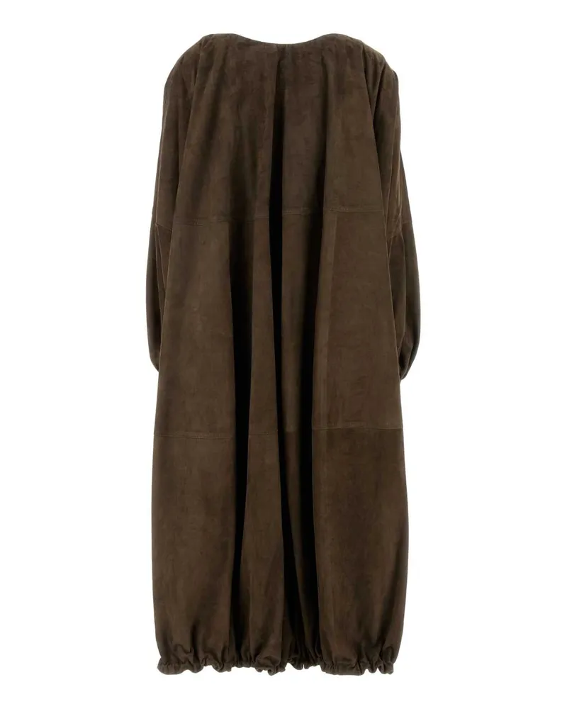 Ferragamo Women's Brown Suede Overcoat Concrete Exterior: Lamb Cappotti Coat Brown