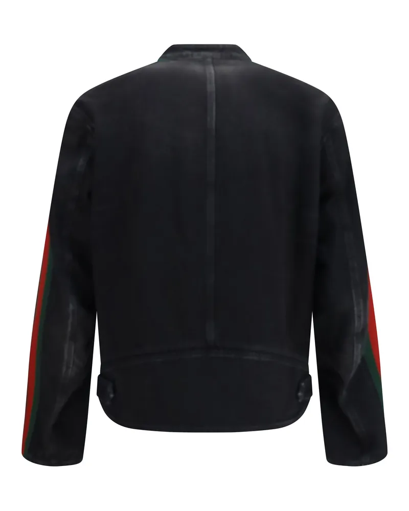 Gucci Men's Cotton Denim Biker Jacket Black Black