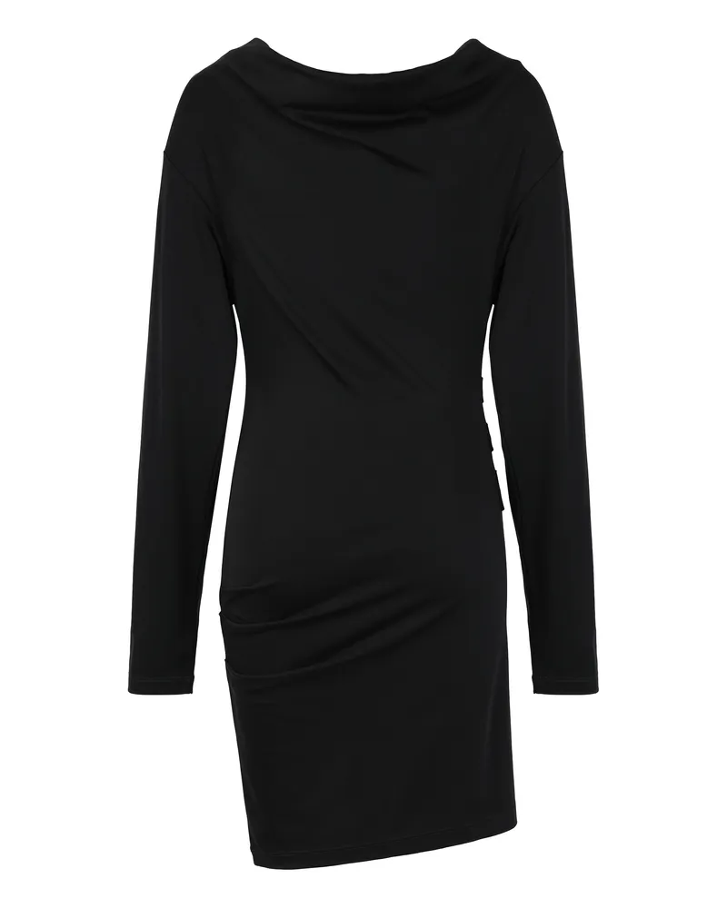 Max Mara Women Mini Draped Dress Black Wool Black