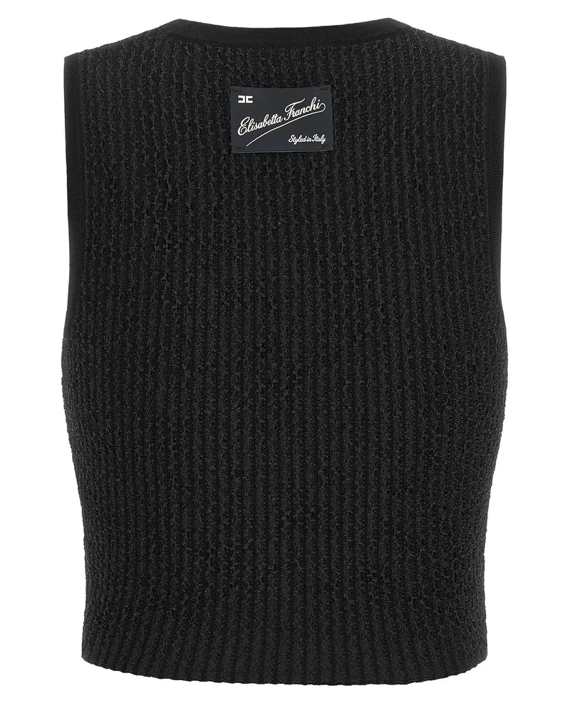 Elisabetta Franchi Ribbed Knit Tank Top — Black Black