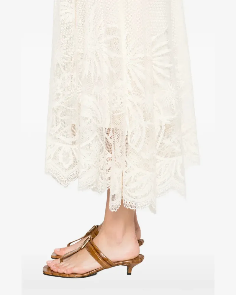 Fabiana Filippi Women's Lace Asymmetric-Hem Midi Skirt Ss26 W Cream