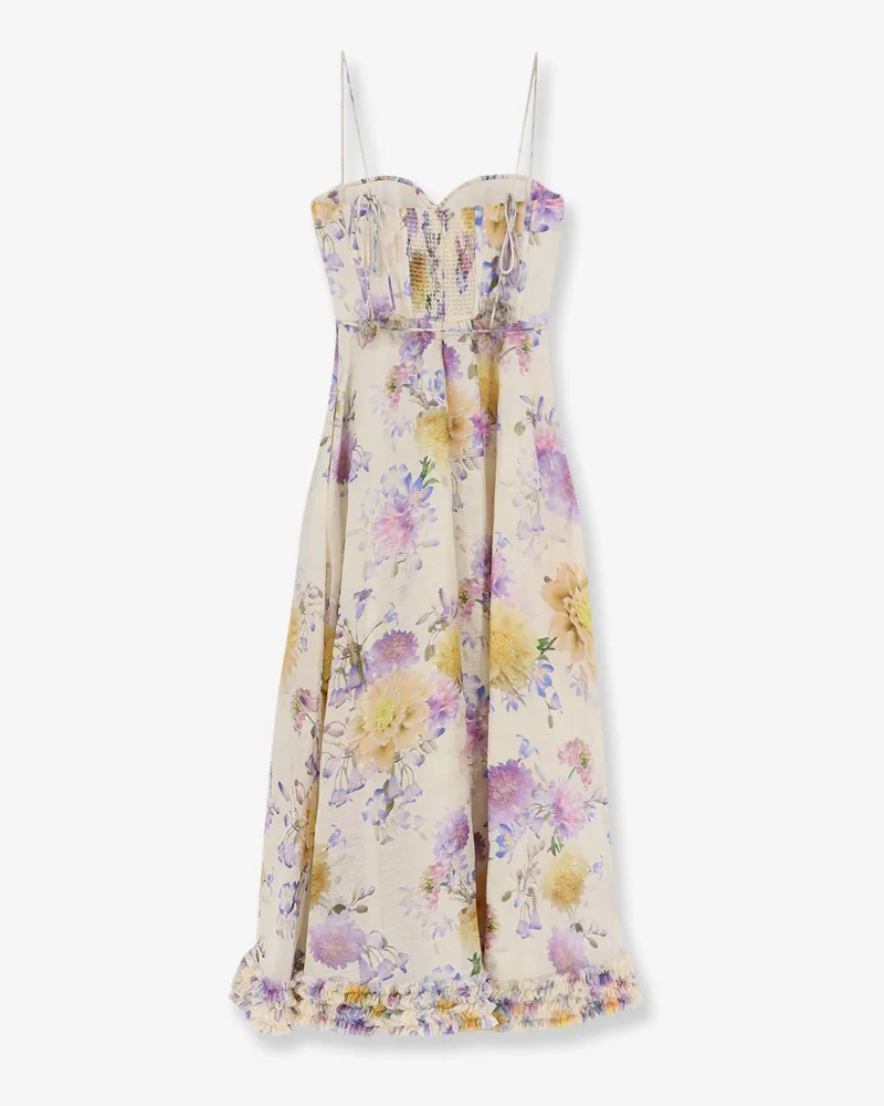 Zimmermann Women's Dress Luna Silk-Linen Midi Beige Beige
