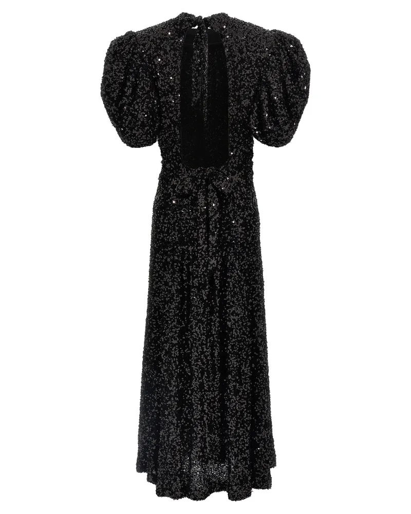 ROTATE Birger Christensen Sequin Midi Dress — Black Black