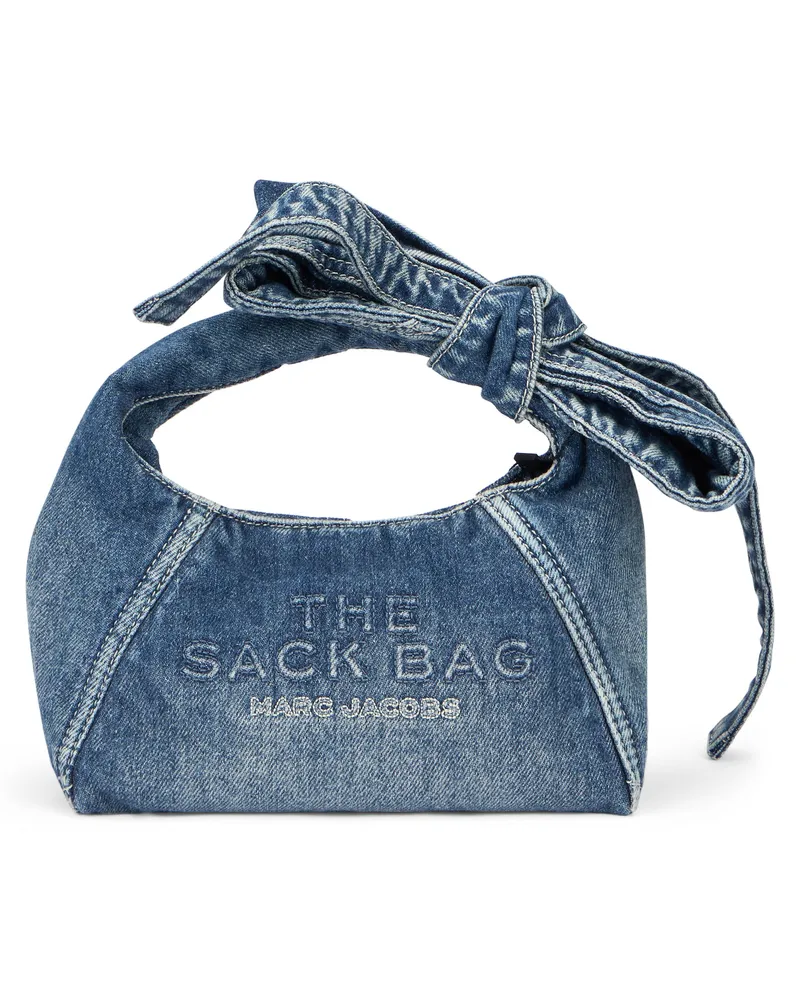 Marc Jacobs Women's Handbag Sack Bag Mini Medium Wash Indigo Cotton Handbags Hand Blue