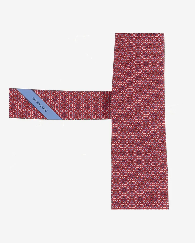 Ferragamo Men's Tie Silk Red Pattern Ties & Bow Red