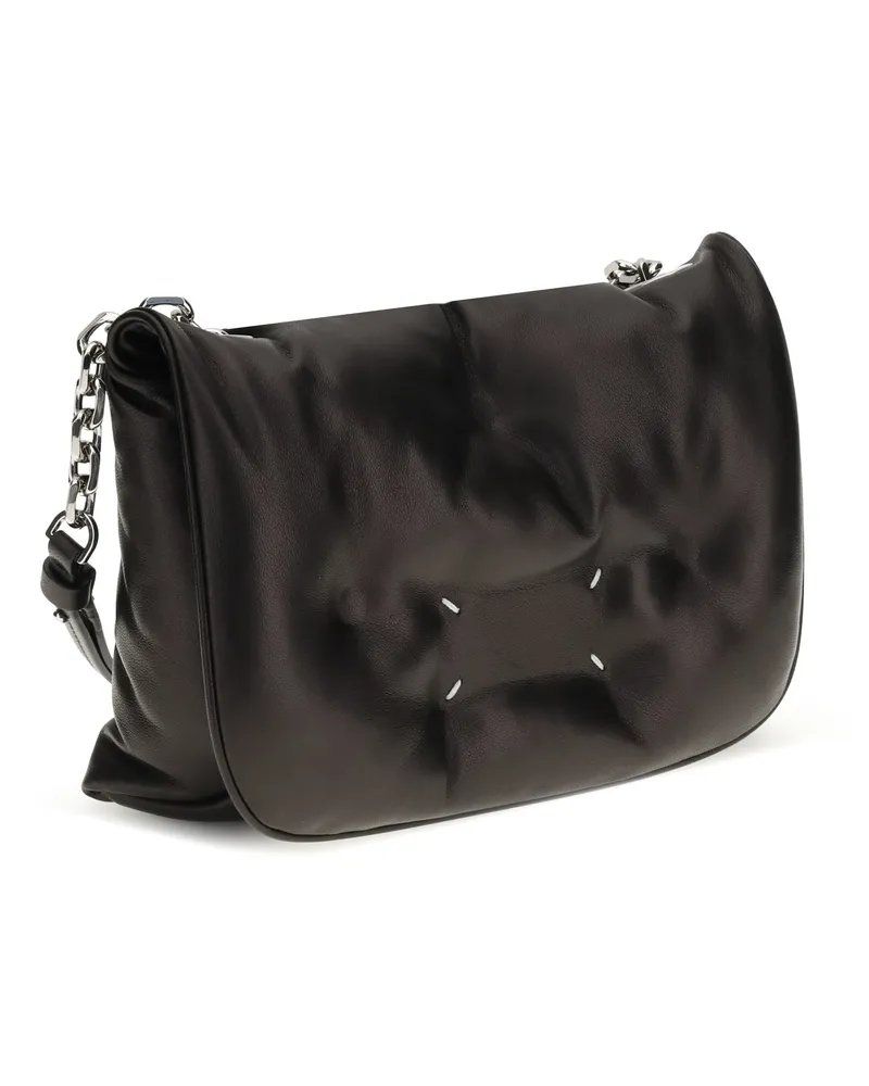 Maison Margiela Women's Glam Slam Flap Quilted Leather Mini Bag Black Lamb Ovis Aries Shoulder Black