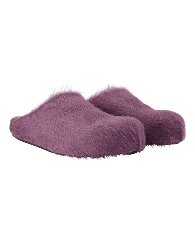 Marni Women's Fussbett Mules -  Leather Purple Calfskin Shoes Flat-Shoes Purple