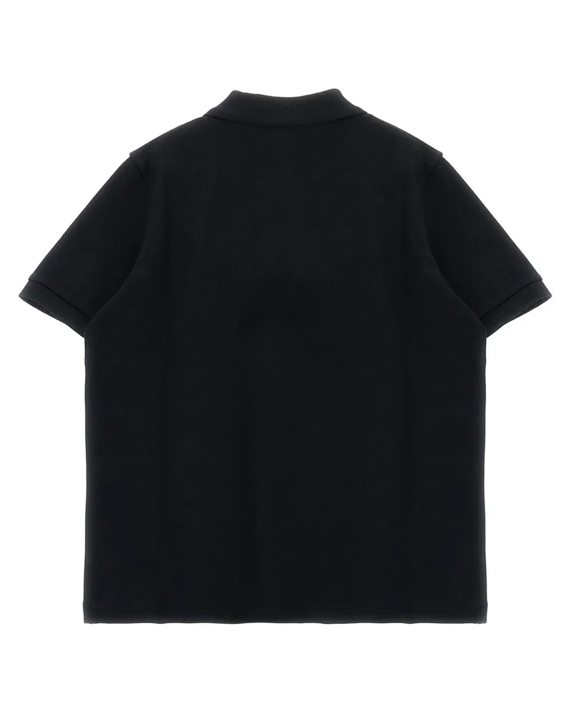Moncler Logo-Embossed Grosgrain Polo Shirt — Black Black