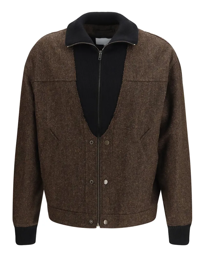 Maison Margiela Merino Wool Zip Jacket — Brown Brown
