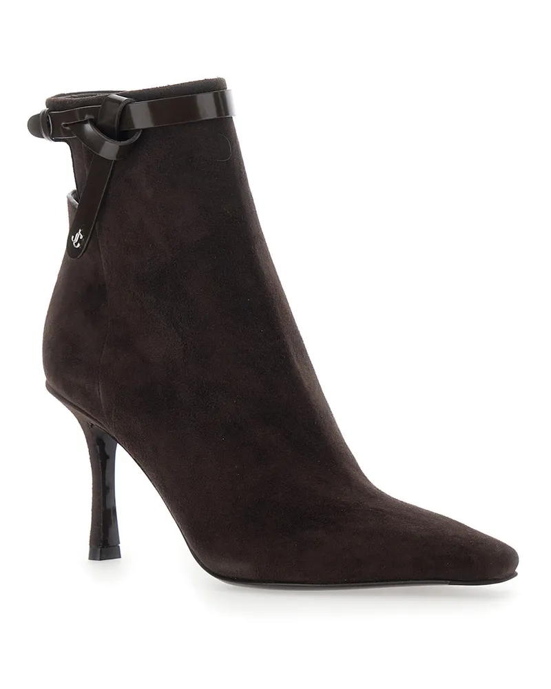 Jimmy Choo Women's Brown Ankle Boots With Knot Detail Suede Brown