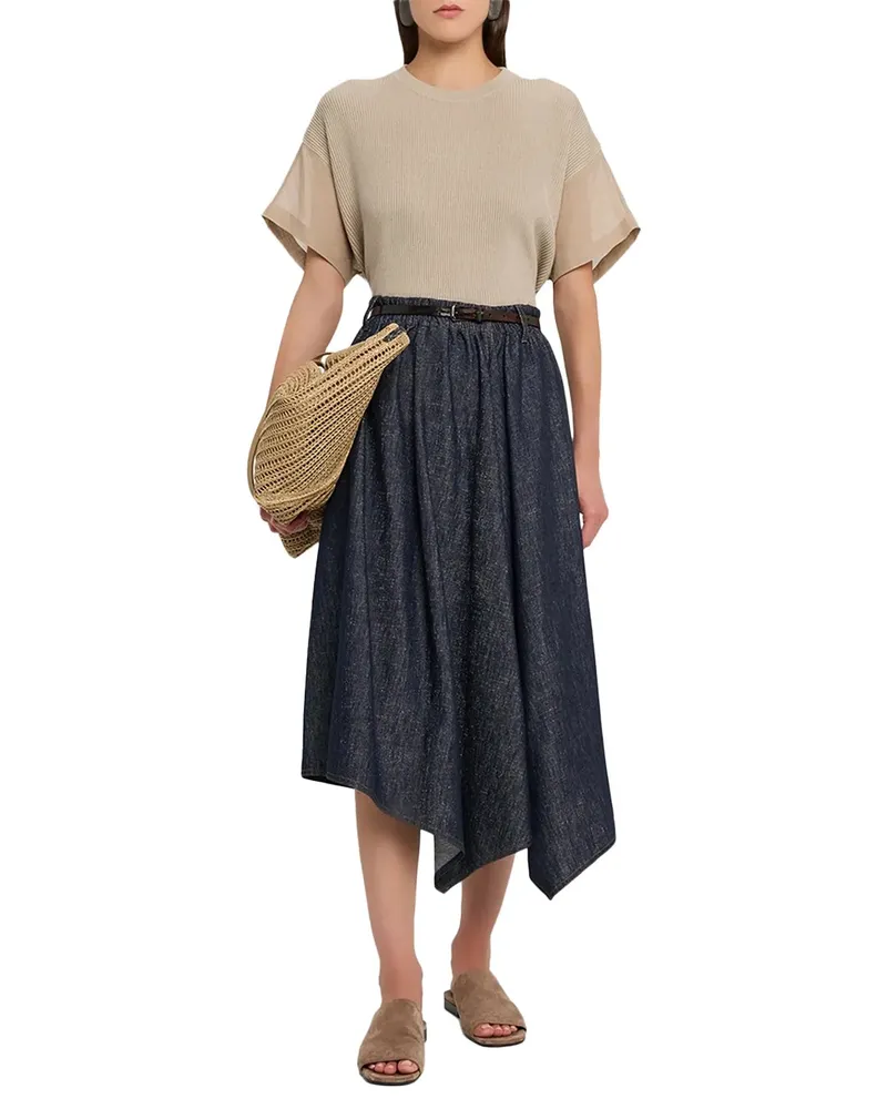 Brunello Cucinelli Denim A-Line Skirt — Navy Navy