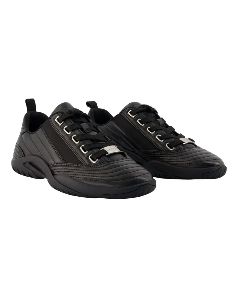Lanvin Leather Lace-Up Sneakers — Black 