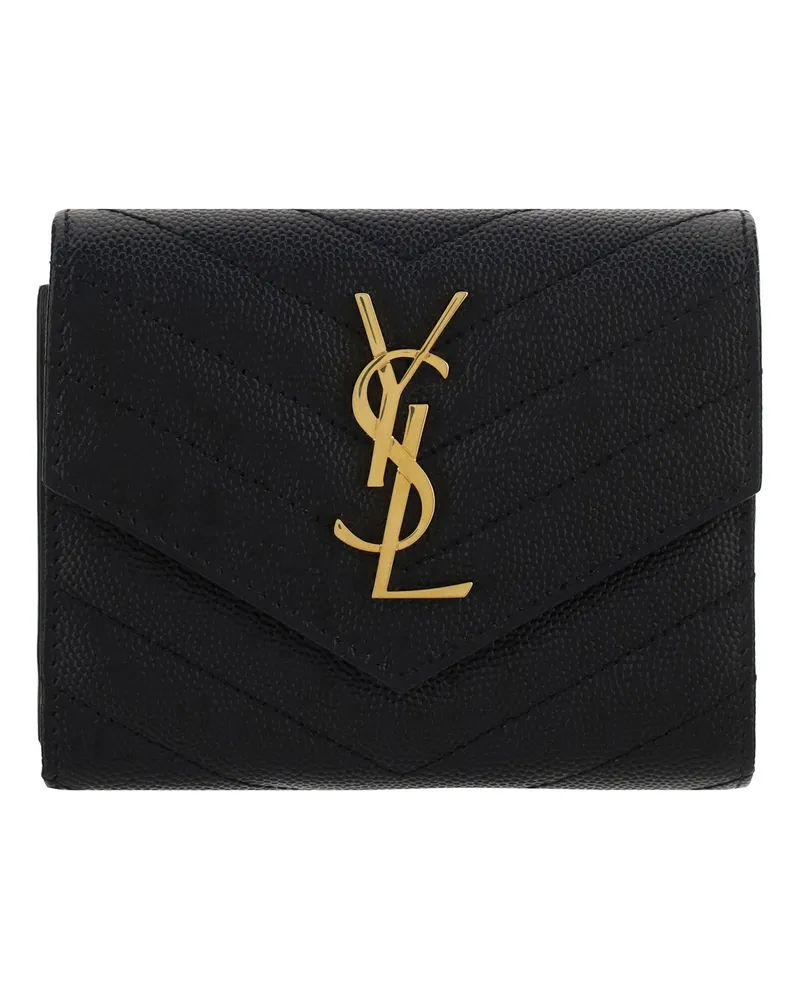Saint Laurent Women's Cassandre Matelassé Leather Wallet Black Calf & Purses Black