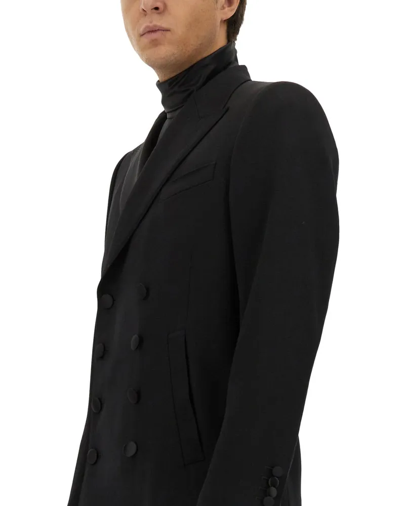 Dolce & Gabbana Double-Breasted Virgin Wool Blazer — Black Black
