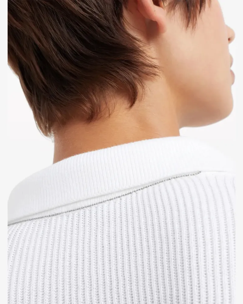 Brunello Cucinelli Women's Ribbed-Knit Polo-Collar Jumper Ss25 W 