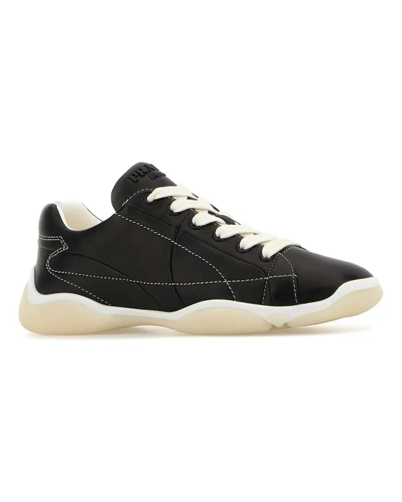 Prada Women's Allacciate Sneakers Black Leather Black