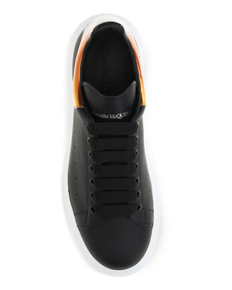 Alexander McQueen Men's Leather Sneakers Black-Orange Black/orange Black