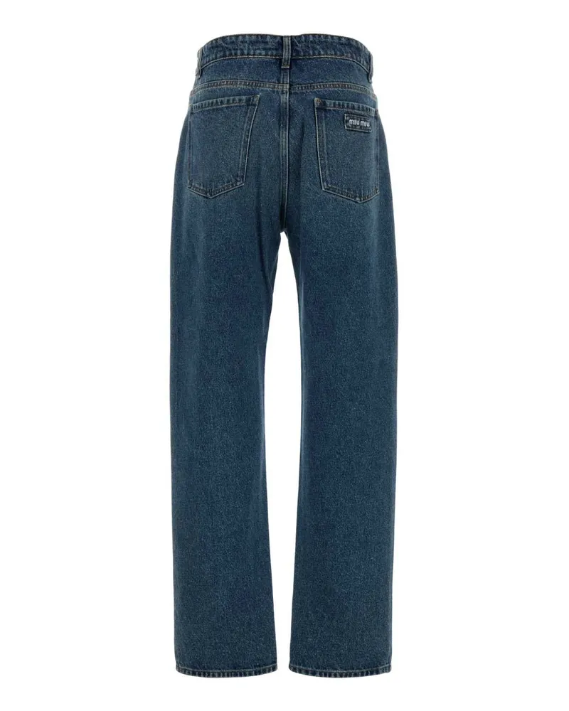 Miu Miu Women's Denim Jeans Bleu Exterior: Cotton Pantaloni Trousers Blue