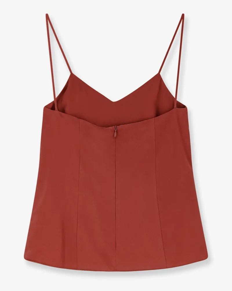 Max Mara Women's Silk V-Neck Top Orange T-Shirts & Jerseys Red