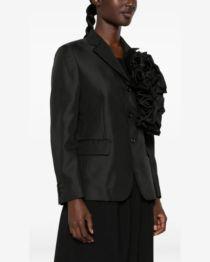 Comme des Garçons Ruffled-Corsage Wool Blazer — Black Black