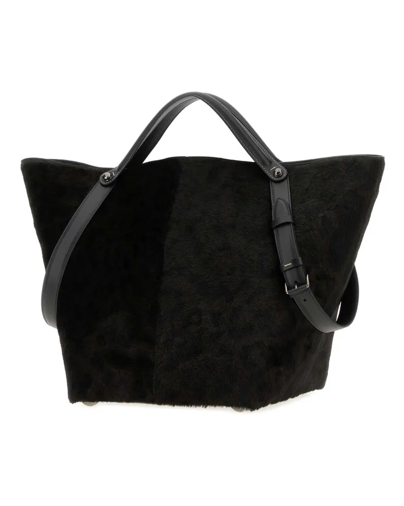 Maison Margiela Women's Printed Calf Hair Dress-Age Shopping Bag Blackleopardblack Borse A Mano Black