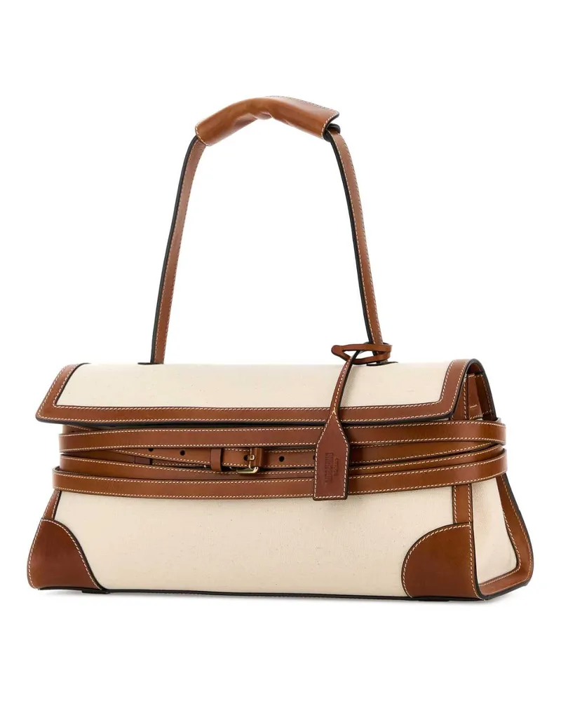 Moschino Women's Sand Canvas Shoulder Bag Naturalecuoio Borse A Mano Beige