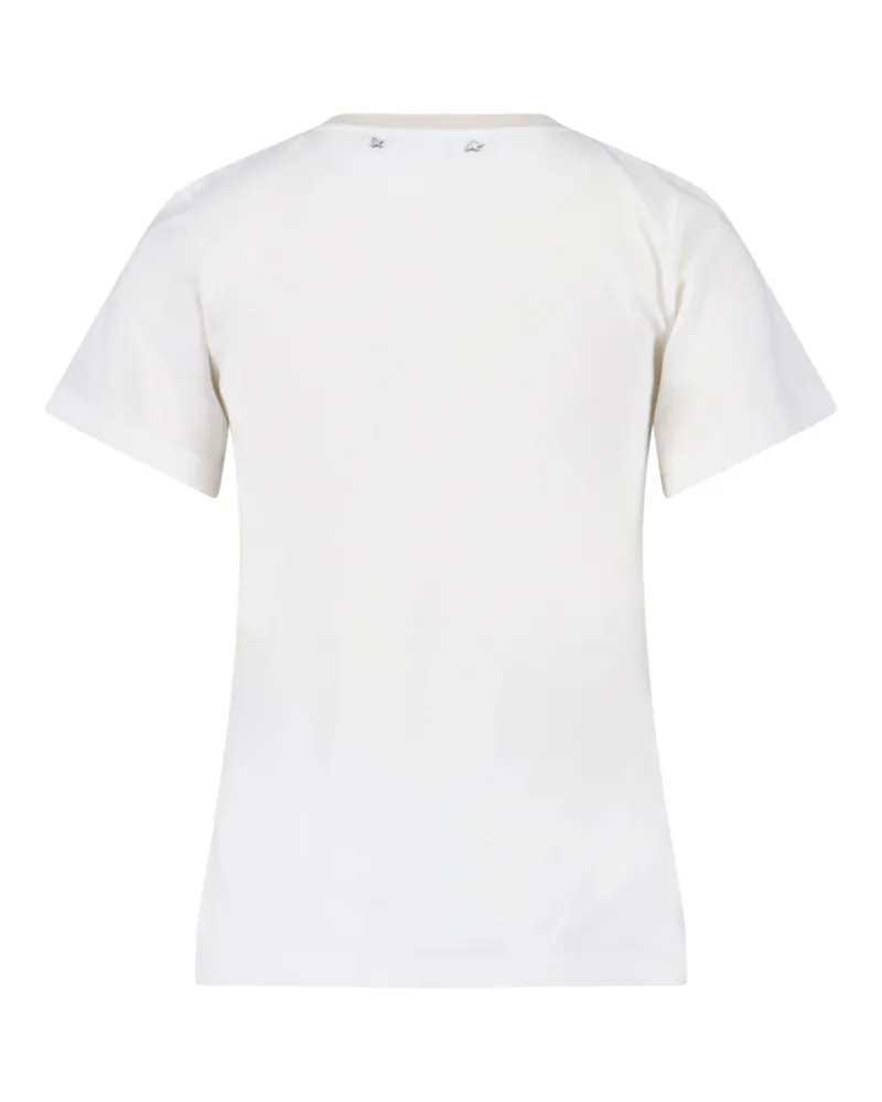 Golden Goose Women's Embroidered Text Graphic T-Shirt White Viscose Polyamide Rib White