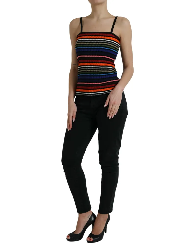 Dolce & Gabbana Women's Multicolor Stripes Spaghetti Strap Tank Top Cotton Polypropylene Multicolor