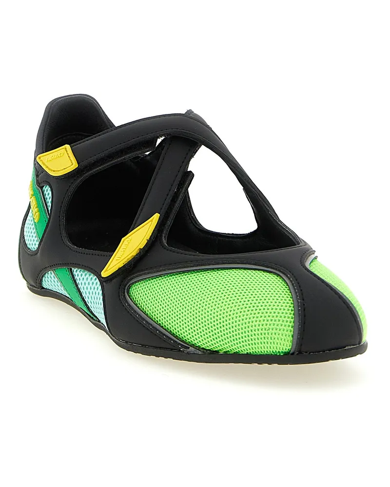 ATTICO Women's Bicolor Polyethylene Ballet Flats Green
