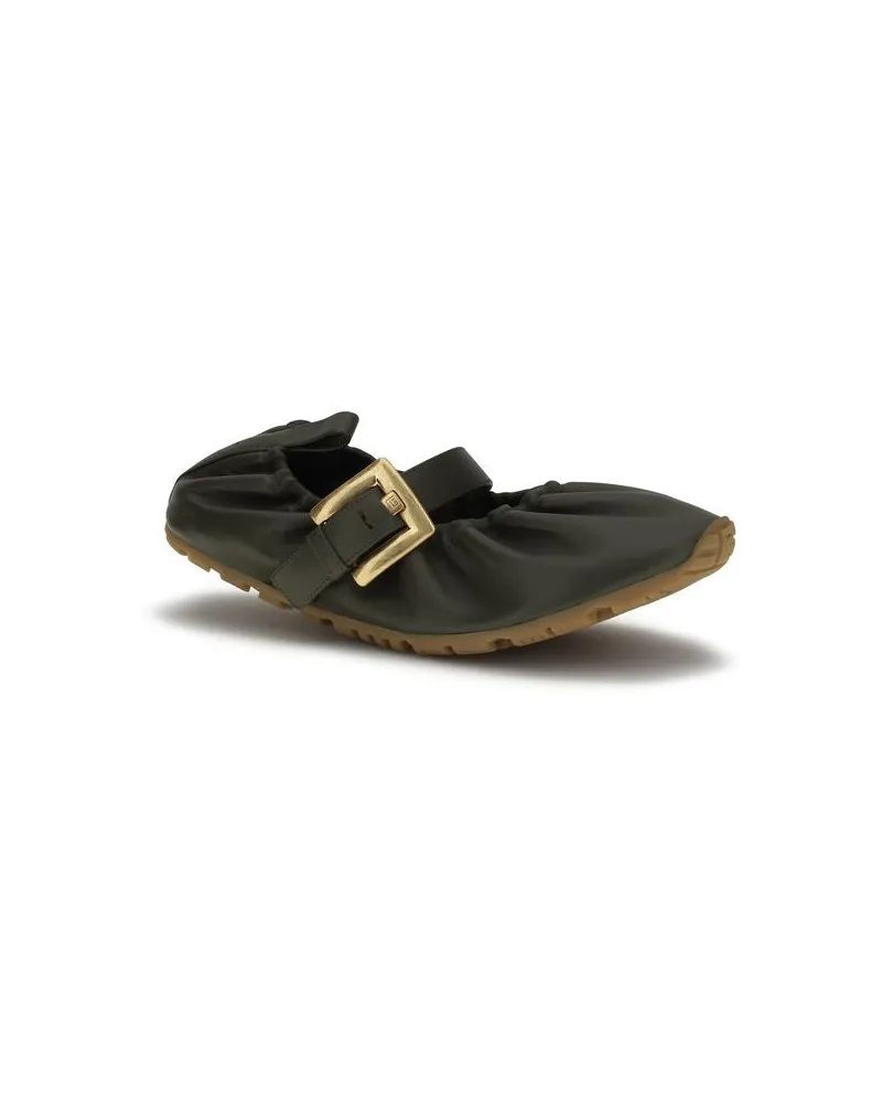 Balmain Women's Bicolor Lamb Ovis Aries Ballet Flats Black