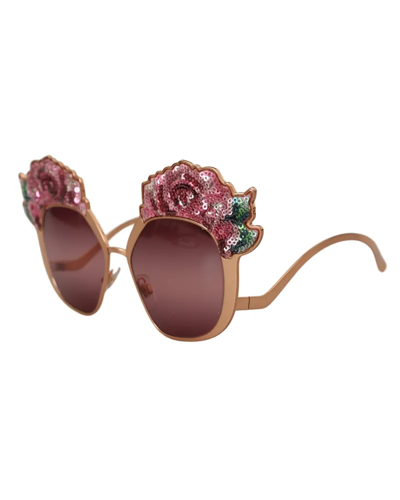 Dolce & Gabbana Women's Pink Gold Rose Sequin Embroidery Dg2202 Sunglasses Metal Pink