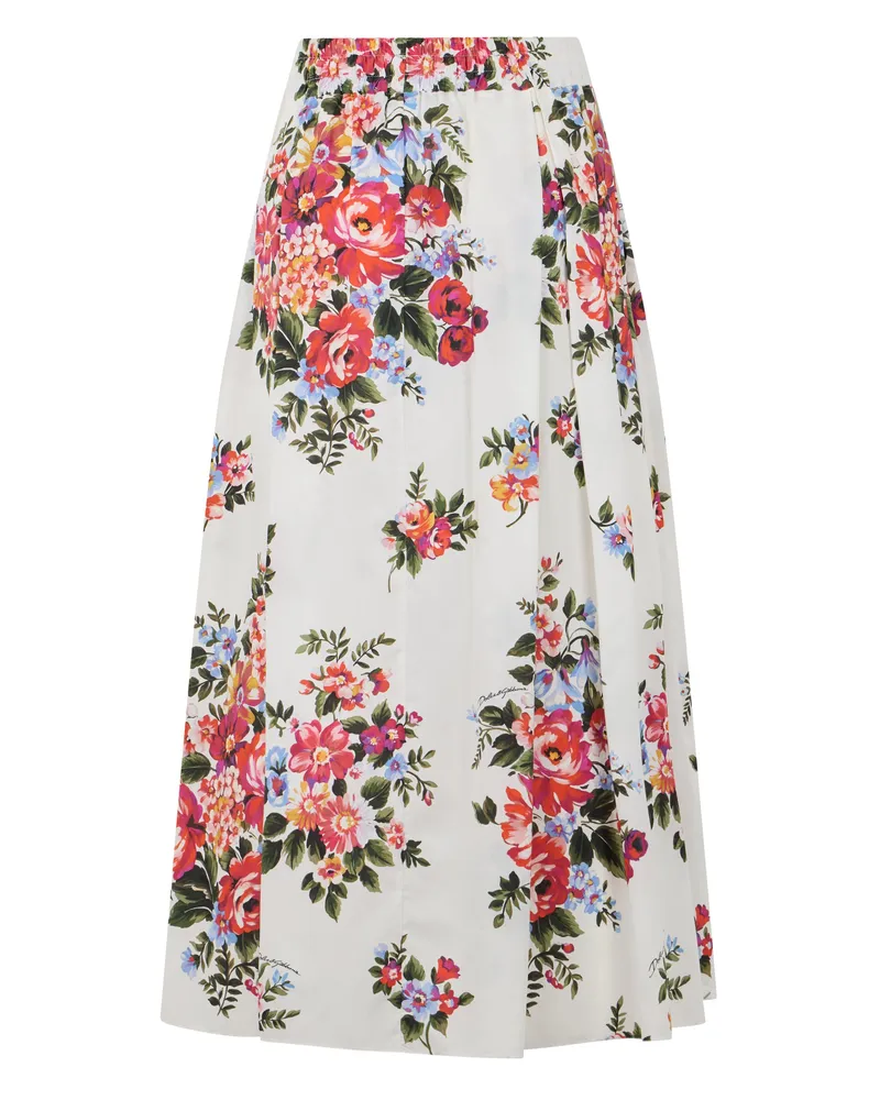Dolce & Gabbana Women's Long Poplin Skirt, White Cotton White