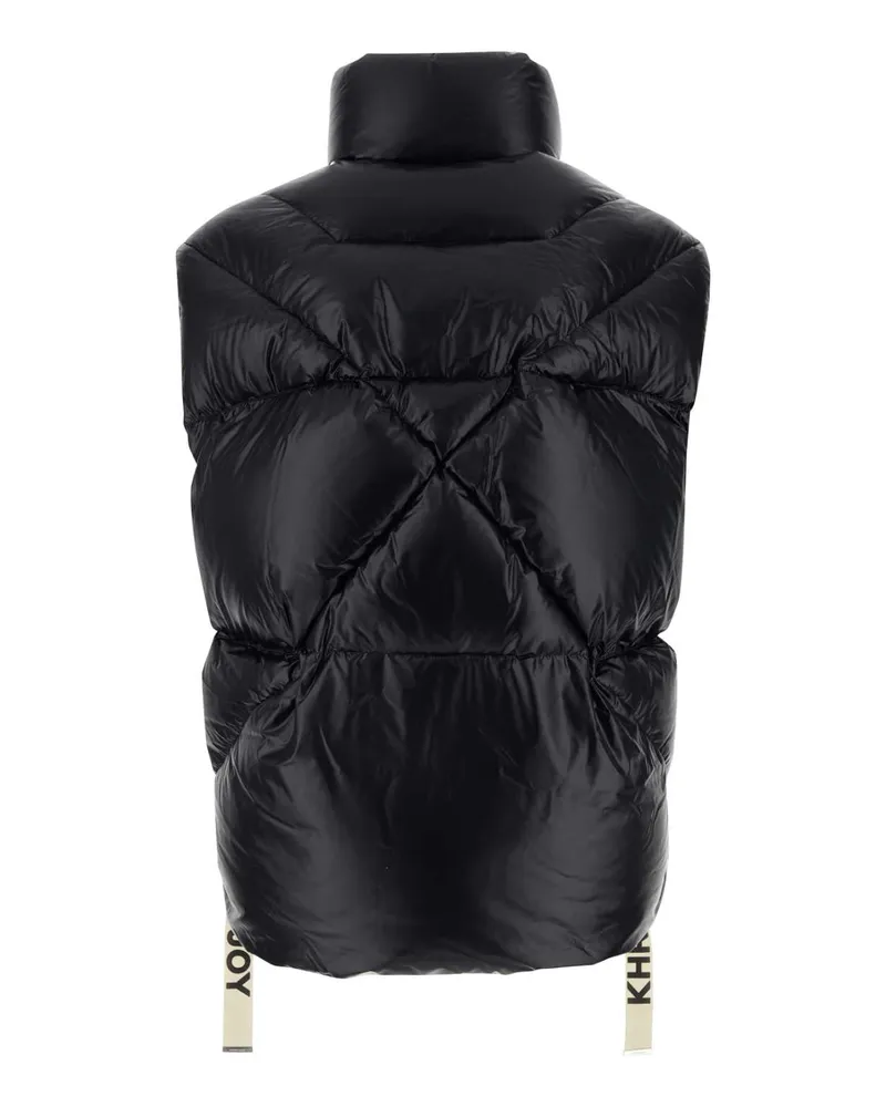 KHRISJOY Men's Black Nylon Sleeveless Puff Shiny Down Jacket Piumini Black