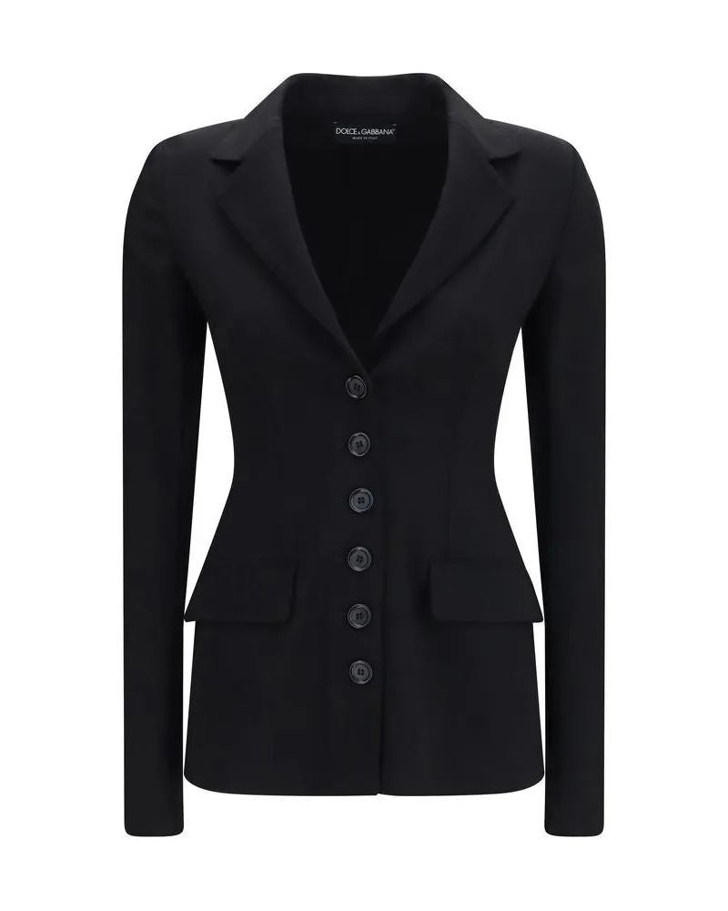 Dolce & Gabbana Stretch Wool Blazer — Black Black