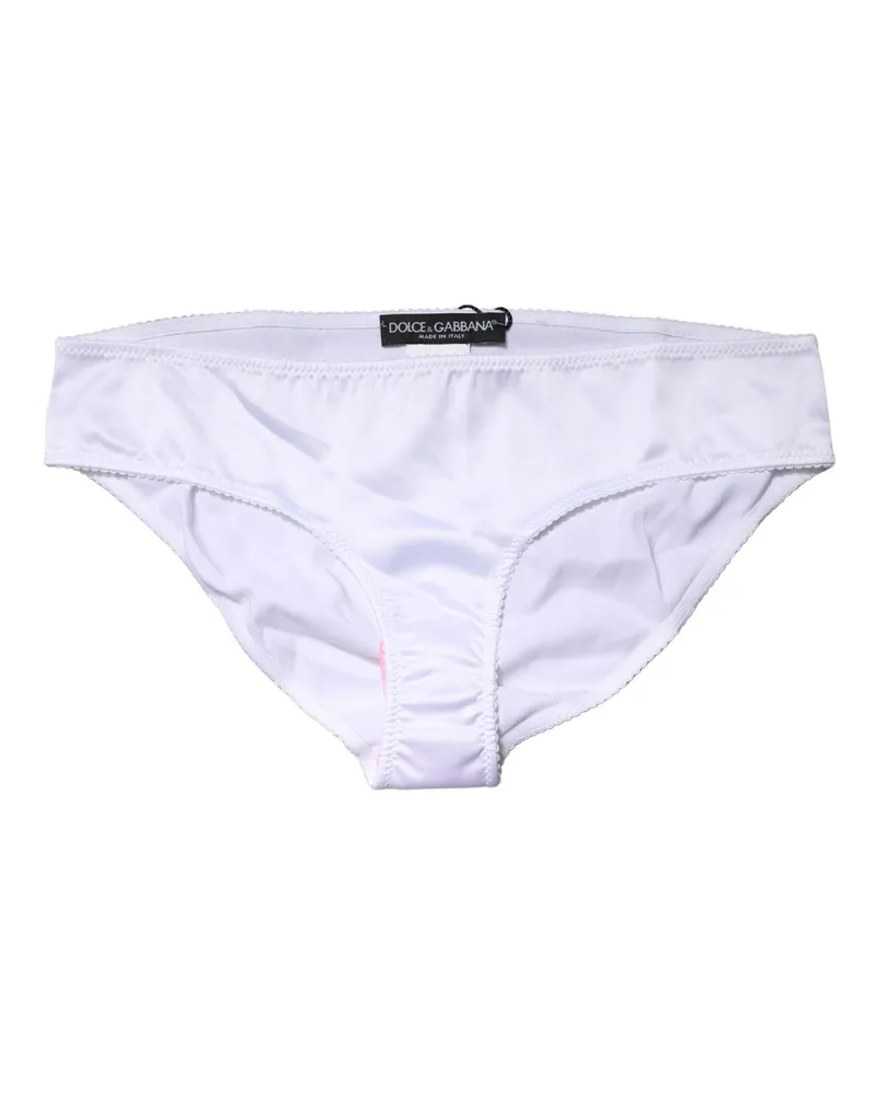 Dolce & Gabbana Women White Silk Stretch Mid Waist Brief Panty Underwear Elastane Clothing White