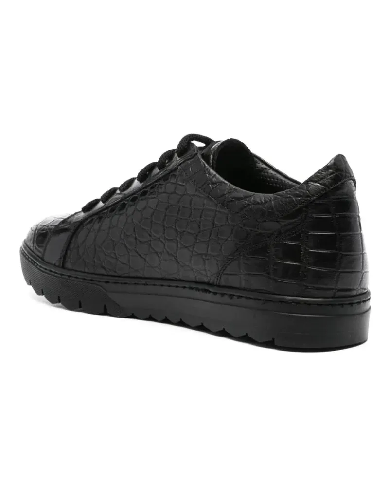 Kiton Men's Crocodile-Embossed Leather Sneakers Aw24 M Black