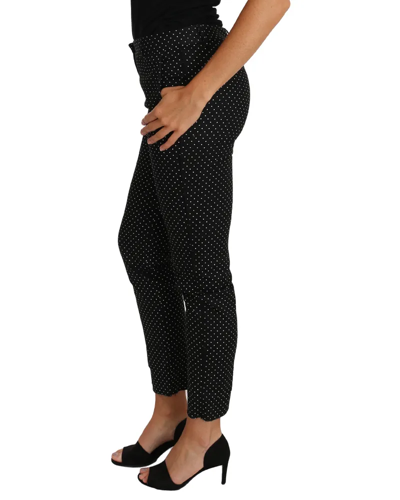 Dolce & Gabbana Women's Black Dress Polka Dot Cropped Straight Pants Cotton Black